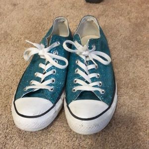Converse All Star Turquoise Glitter Sneakers ~ Size 9 (Womens)